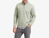 Mizzen + Main Proflex Quarter Zip Sweater In Sage Green Heather In Green