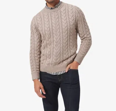 Mizzen + Main Redford Cable Knit Sweater In Vintage Khaki In Beige