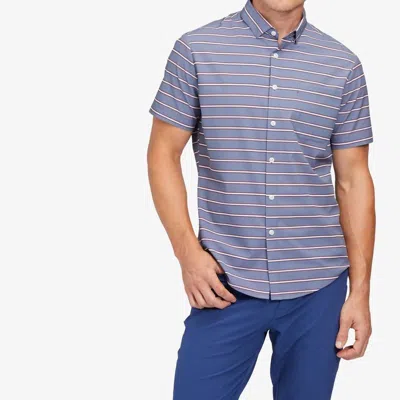 Mizzen + Main Short Sleeve Button Up In Chambray Stripe In Multi