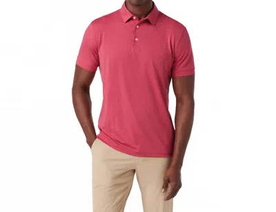 Mizzen + Main Versa Short Sleeve Polo Shirt In Red Clay Heather In Pink
