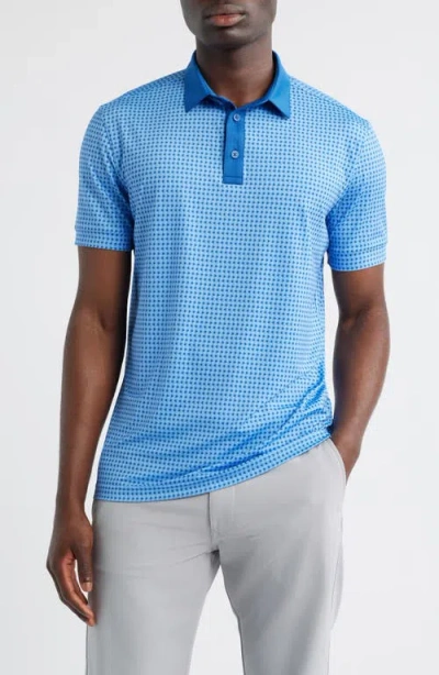 Mizzen + Main Mizzen+main Versa Trim Fit Neat Floral Performance Golf Polo In Blue