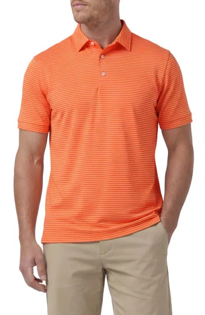 Mizzen + Main Mizzen+main Versa Trim Fit Stripe Performance Polo In Orange