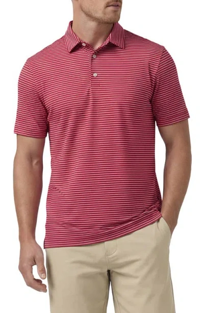 Mizzen + Main Mizzen+main Versa Trim Fit Stripe Performance Polo In Red