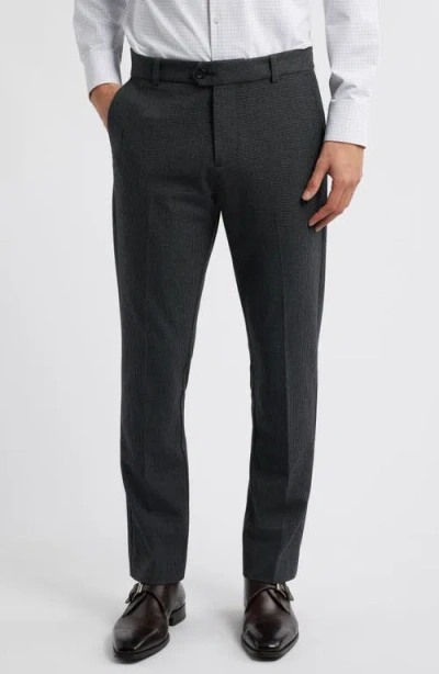 Mizzen + Main Mizzen+main Watson Microcheck Wrinkle Resistant Stretch Flannel Dress Pants In Chocolate Gun Check