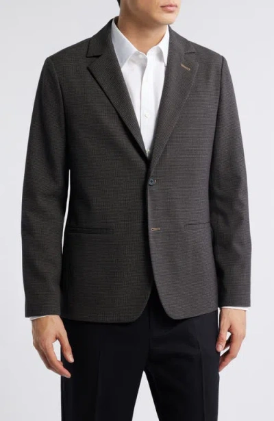 Mizzen + Main Mizzen+main Watson Microcheck Wrinkle Resistant Stretch Flannel Sport Coat In Chocolate Gun Check