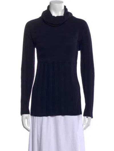Pre-owned Mj Watson Cashmere Turtleneck Top In Blue