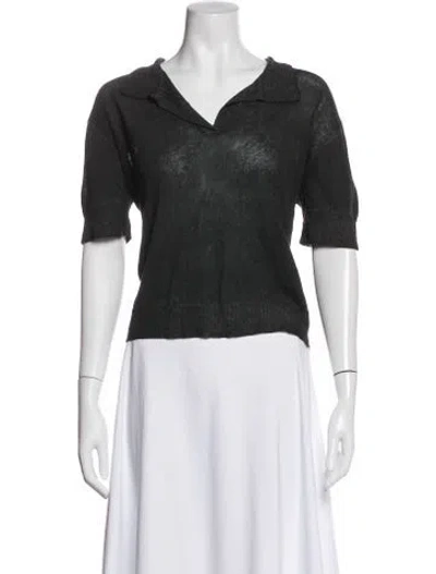 Pre-owned Mj Watson Linen Short Sleeve Polo In Gray