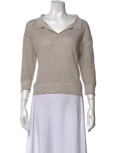 Pre-owned Mj Watson Linen Three-quarter Sleeve Polo In Neutrals