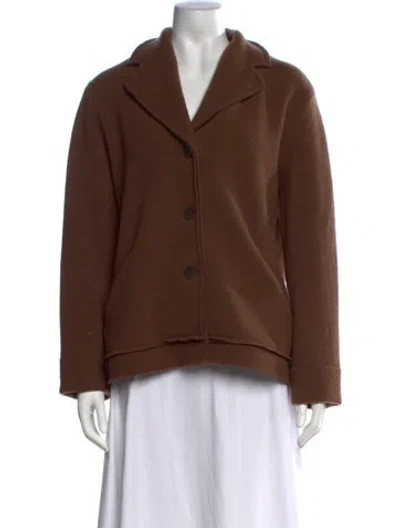 Pre-owned Mj Watson Wool Open Front Sweater In Brown