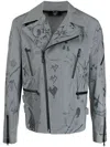 Mjb Marc Jacques Burton Graffiti-print Biker Jacket In Grey