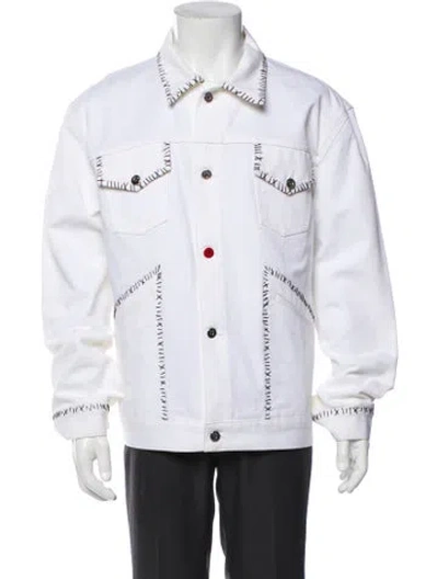 Pre-owned Mjb Marc Jacques Burton Graphic Print Coat In White