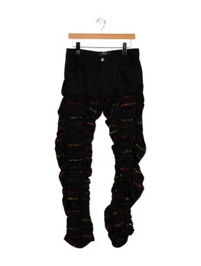 Pre-owned Mjb Marc Jacques Burton Patterned Moto Pants In Black