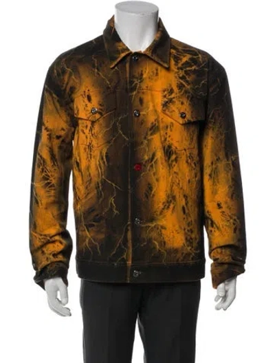 Pre-owned Mjb Marc Jacques Burton Tie-dye Print Denim Jacket In Brown