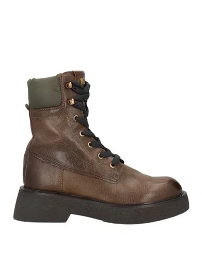 Mjus Woman Ankle Boots Military Green Size 7 Leather