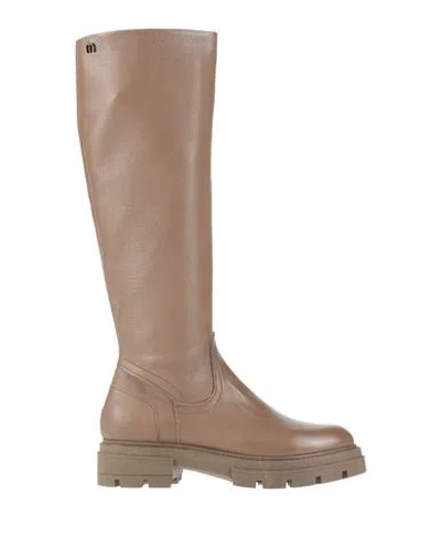 Mjus Woman Boot Light Brown Size 8 Leather In Sand