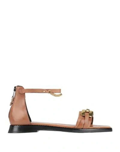 Mjus Woman Sandals Brown Size 11 Leather