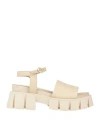 Mjus Woman Sandals Ivory Size 7 Leather In White