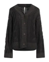 Mj.watson Mj. Watson Woman Cardigan Charcoal Size M Cashmere, Merino Wool