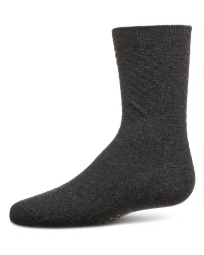 Mk-145 Kids'  Boys Basket Weave Patterned Combed Cotton Crew Socks In Black