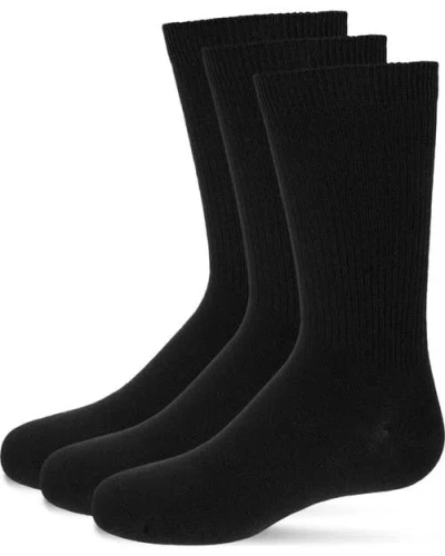 Mk-565 Kids'  Boys' 3 Pair Pack Thin Ribbed Cotton Blend Crew Socks In Black