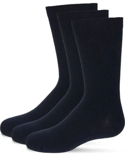 Mk-565 Kids'  Boys' 3 Pair Pack Thin Ribbed Cotton Blend Crew Socks In Blue