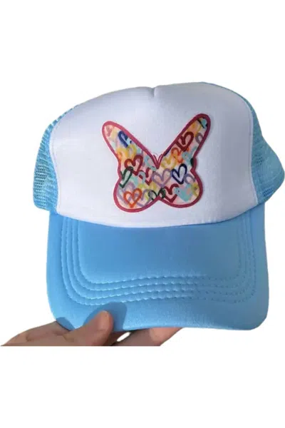 Mk Decker Designs Women's Butterfly Trucker Hat In Light Blue In Multi