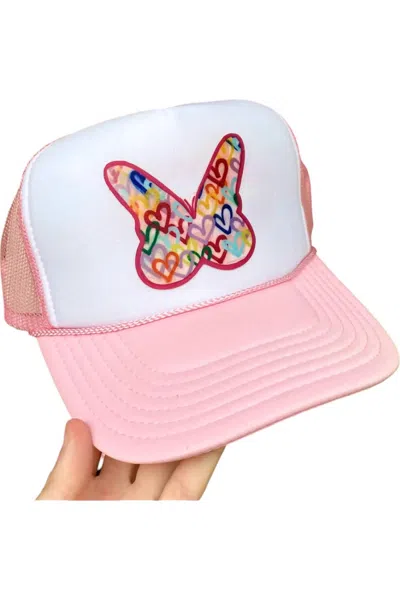 Mk Decker Designs Women's Butterfly Trucker Hat In Pink & White In Multi