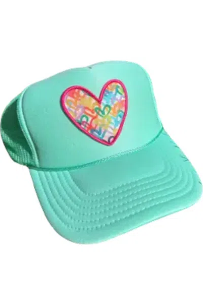 Mk Decker Designs Women's Heart Trucker Hat In Mint In Green