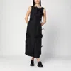 Mark Kenly Domino Tan Dove Atelier Silk-wool Twill Midi Dress In Black