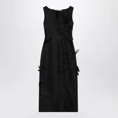 MARK KENLY DOMINO TAN MKDT STUDIO ATELIER DOVE BLACK DRESS IN SILK AND WOOL