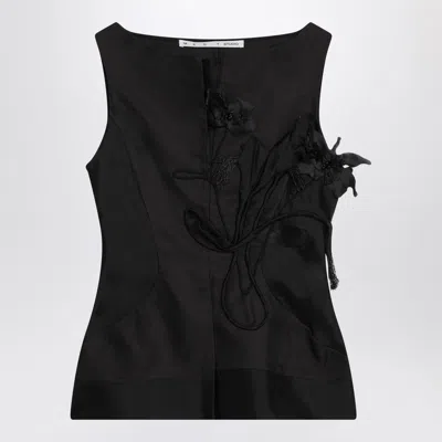 Mark Kenly Domino Tan Atelier Tami Black Top In Silk And Wool