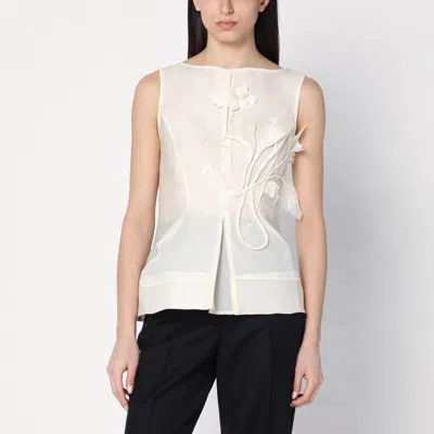 MARK KENLY DOMINO TAN MKDT STUDIO  ATELIER TAMI IVORY TOP IN SILK AND WOOL
