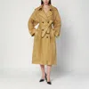 Mark Kenly Domino Tan Double-breasted Cici Trench Coat In Ramie In Green