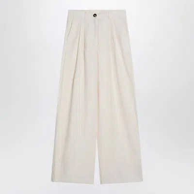 MARK KENLY DOMINO TAN MKDT STUDIO WOMEN'S WIDE ÉCRU TROUSERS IN COTTON