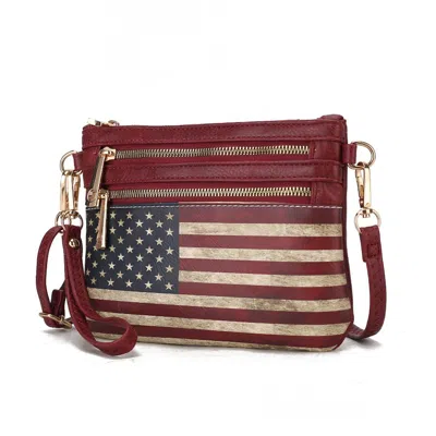 Mkf Alisson Vegan Leather Women's Flag Crossbody/wristlet Bag In Burgundy