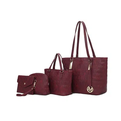 Mkf Arya Signature Tote Bag, Mini Tote, Pouch And Wristlet By Mia K In Red