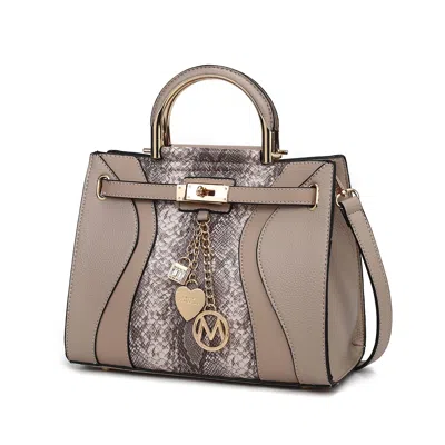 Mkf Cassia Snake Embossed Vegan Leather Women's Satchel Bag By Mia K In Beige