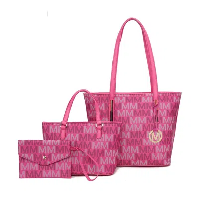 Mkf Collection By Mia K 3pc Aylet M Tote With Mini Bag And Wristlet Pouch In Pink