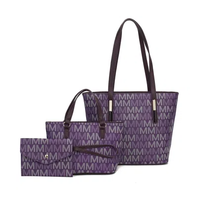Mkf Collection By Mia K 3pc Aylet M Tote With Mini Bag And Wristlet Pouch In Purple