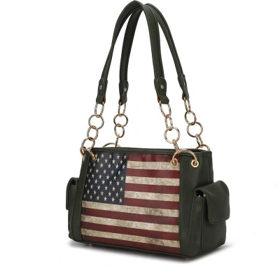 Mkf Collection By Mia K Alaina Vegan Leather Women's Flag Shoulder Bag In Green