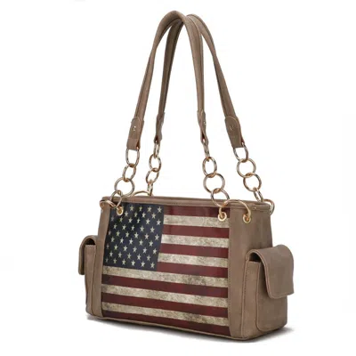 Mkf Collection By Mia K Alaina Vegan Leather Women's Flag Shoulder Bag In Grey