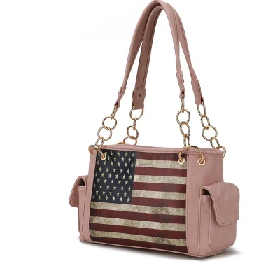 Mkf Collection By Mia K Alaina Vegan Leather Women's Flag Shoulder Bag In Pink