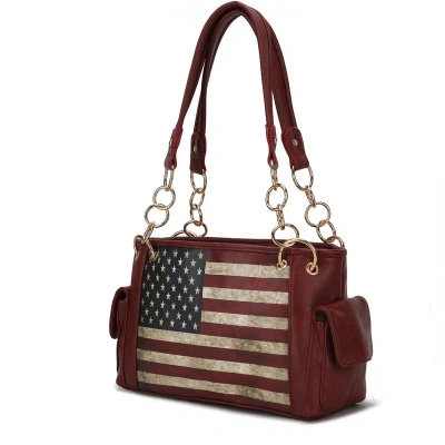 Mkf Collection By Mia K Alaina Vegan Leather Women's Flag Shoulder Bag In Red