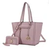 Mkf Collection By Mia K Alexandra Vegan Leather Women's Tote Bag With Wallet - 2 Pieces In Pink