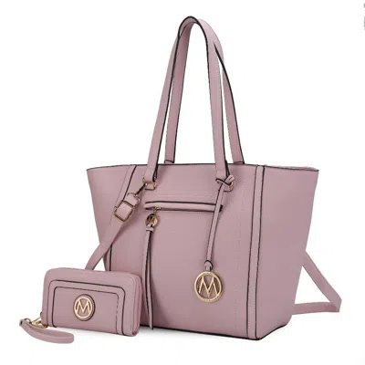 Mkf Collection By Mia K Alexandra Vegan Leather Women's Tote Bag With Wallet - 2 Pieces In Pink