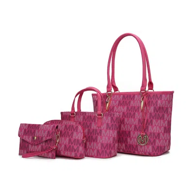 Mkf Collection By Mia K Alexy Tote M Signature 4 Pcs Set Handbag In Pink