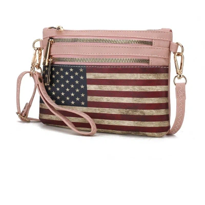 Mkf Collection By Mia K Alisson Vegan Leather Women's Flag Crossbody/wristlet Bag In Pink