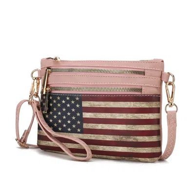 Mkf Collection By Mia K Alisson Vegan Leather Women's Flag Crossbody/wristlet Bag In Pink