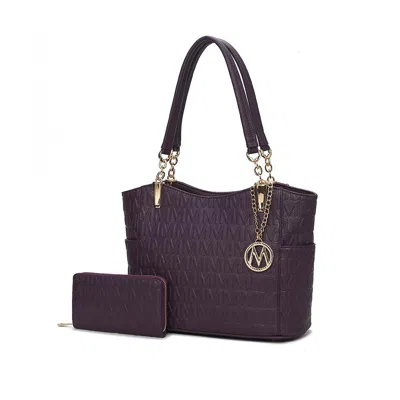 Mkf Collection By Mia K Allison Vegan Leather 2 Pcs Tote & Wallet Handbag In Purple