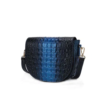 Mkf Collection By Mia K Amalia Croc-embossed Crossbody Fashion Bag By Mia K. In Blue